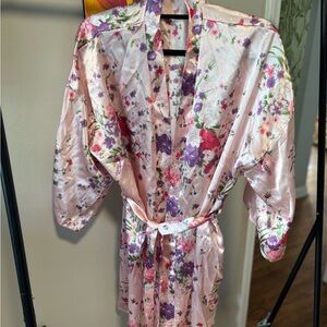 Floral Satin Kimono Robe
